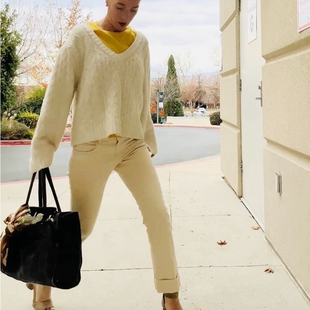 Massimo Dutti cotton cropped and cuffed chinos.